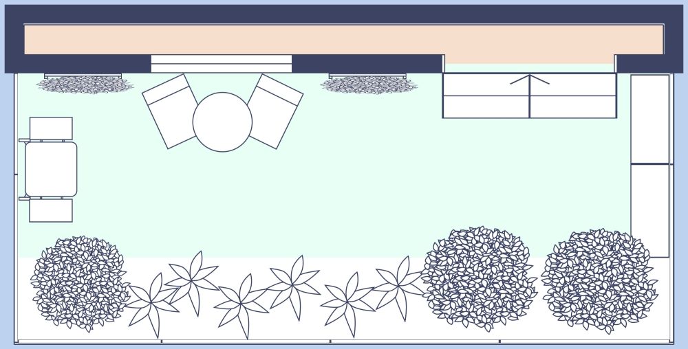 Grundrissidee für einen kleinen Hinterhof 2D Grundrisse