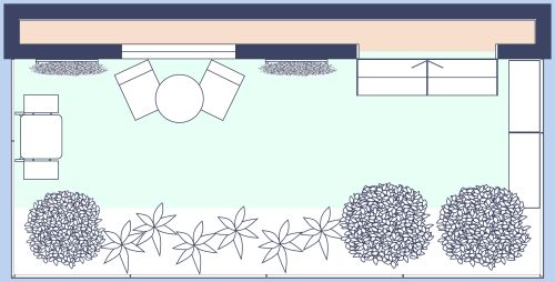 Grundrissidee für einen kleinen Hinterhof