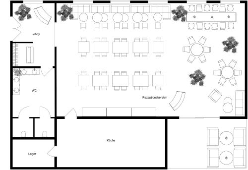 Grundriss für ein klassisches und stilvolles Café