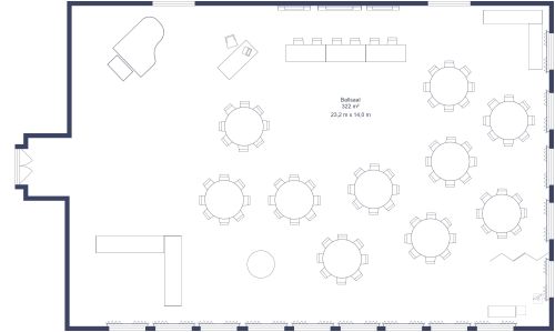Layout-Idee für eine klassische Hochzeitslocation