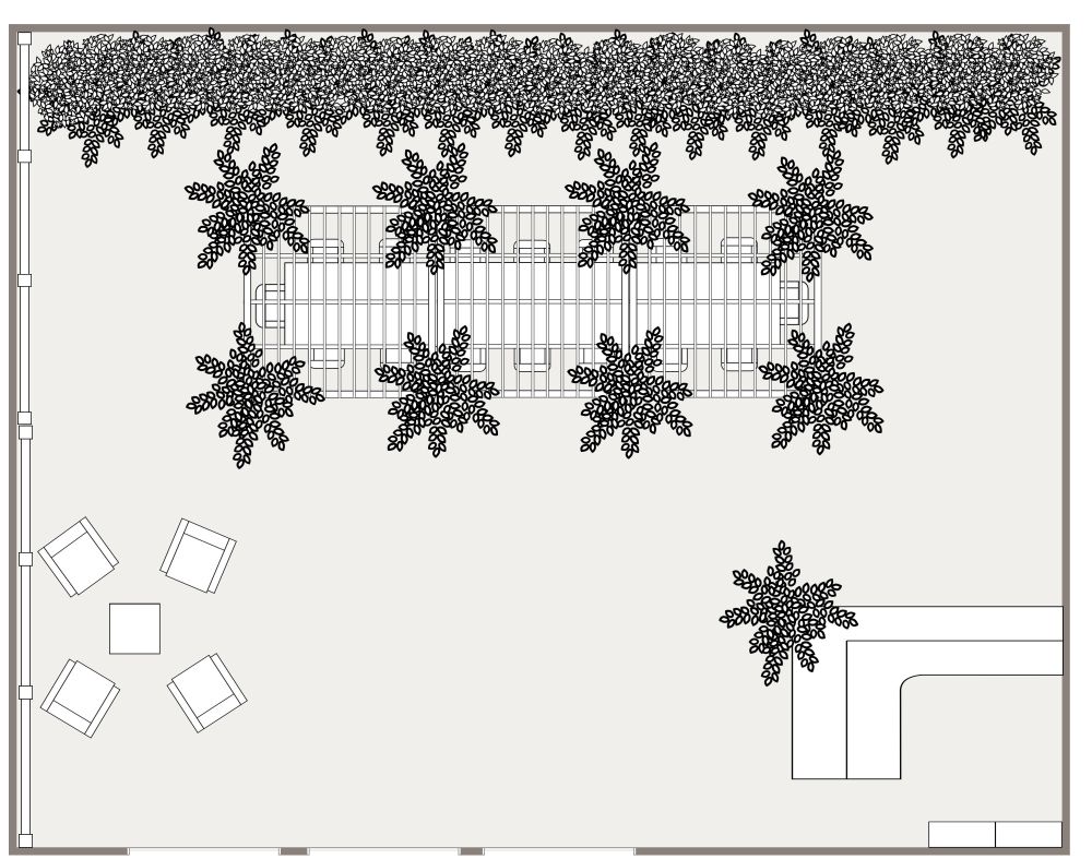 Grundriss für intime Hochzeit im Garten 2D Grundrisse