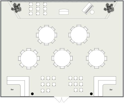 Eleganter Konzertsaalgrundriss für ein kleines Ensemble