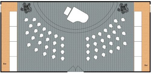 Grundriss für einen großen halbrunden Konzertsaal