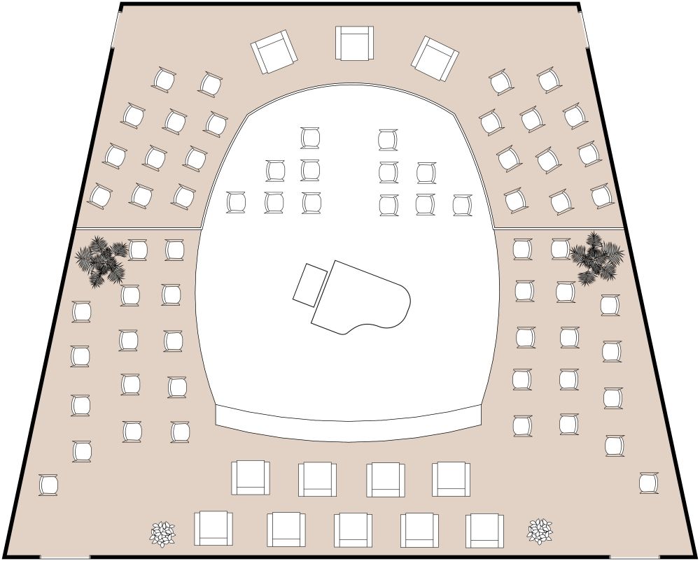 Grundriss für einen schönen Konzertsaal 2D Grundrisse