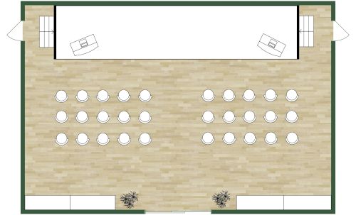 Grundriss für einen Konferenzraum im Theaterstil