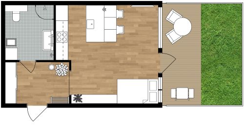 Stilvolle 1-Zimmer-Wohnung mit privatem Garten