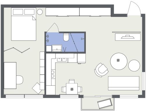 Schönes Studio-Apartment mit großem Schlafzimmer-Alkoven