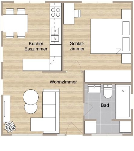 Grundriss für ein kleines Haus mit Bad
