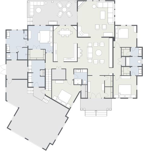 Grundriss mit 4 Schlafzimmern, 3 Bädern und 1 Garage