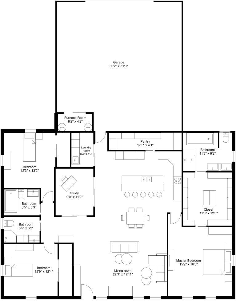 Barndominium 2D House Plan Model 4266