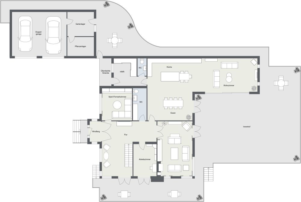 Großes 2-stöckiges Haus mit 4 Schlafzimmern 2D Grundrisse