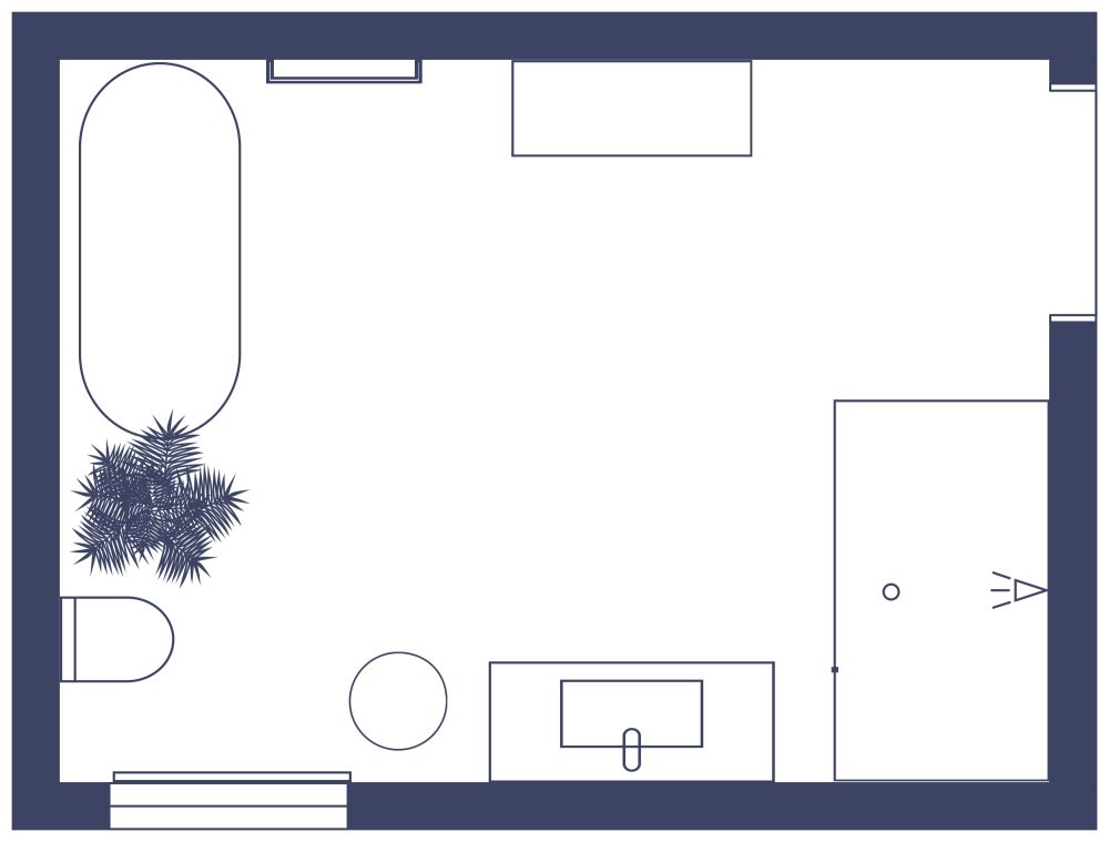 Rectangular Beach Style Master Bathroom 2D Floor Plan