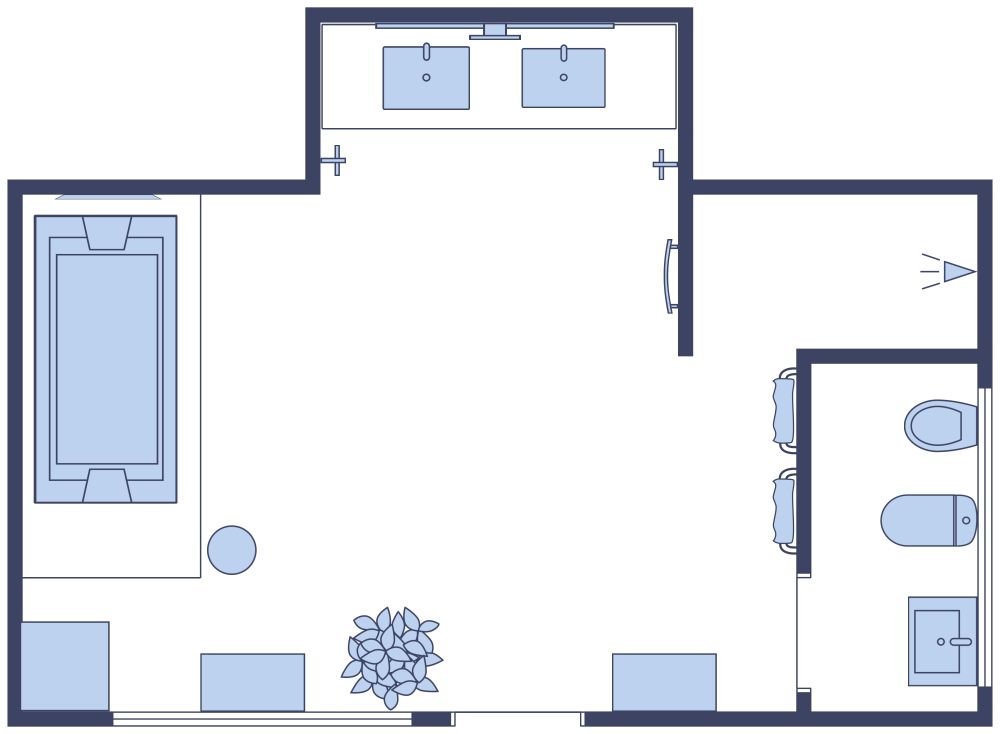 2d floor plan, Full Master Bathroom Contemporary Design