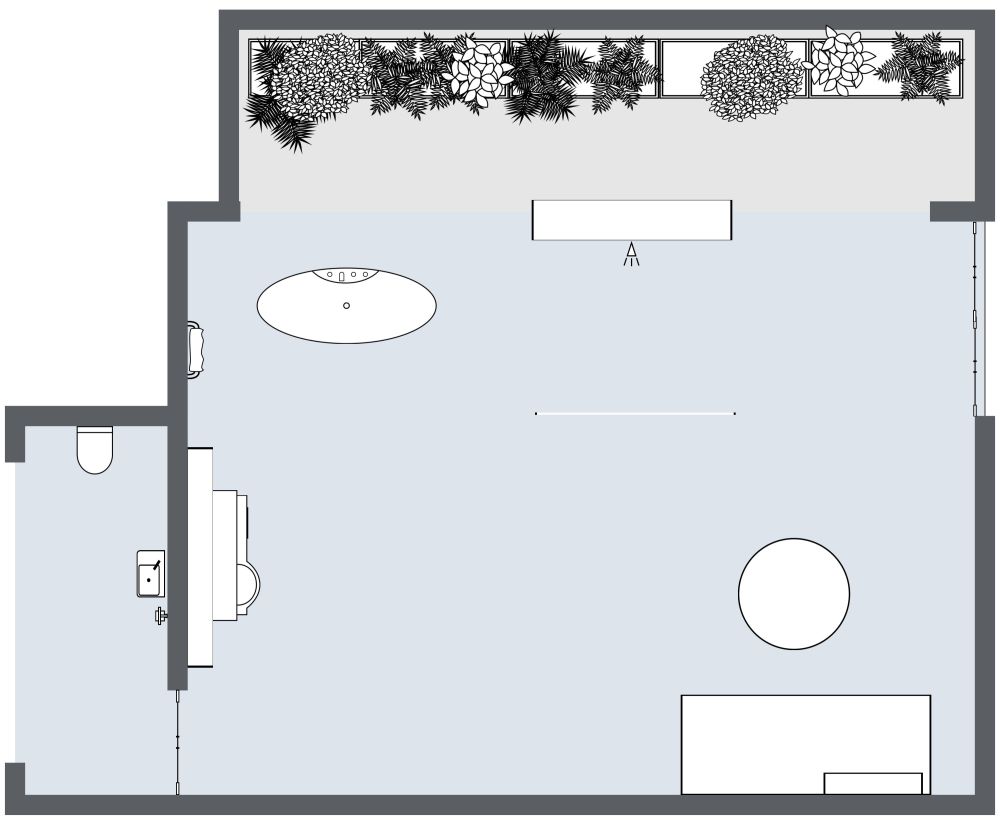 Tropical Master Bathroom Idea 2D Floor Plan