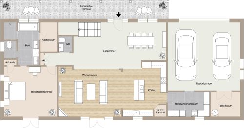 Grundriss für ein 2-stöckiges Haus mit 5 Schlafzimmern und 3 Bädern