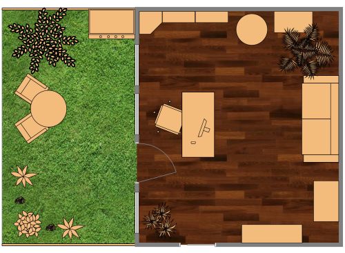 Gemütliches Arbeitszimmer mit Garten