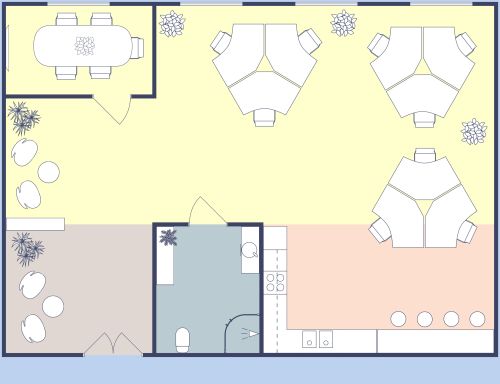 Stilvolles kleines Büro mit offenem Layout