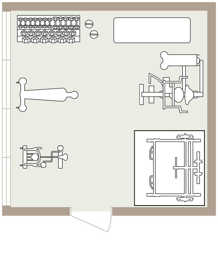 Innendesign für einen kleinen Trainingsraum 2D Grundrisse