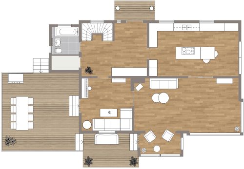 Grundriss für ein 3-stöckiges Haus mit 5 Schlafzimmern und Doppelgarage