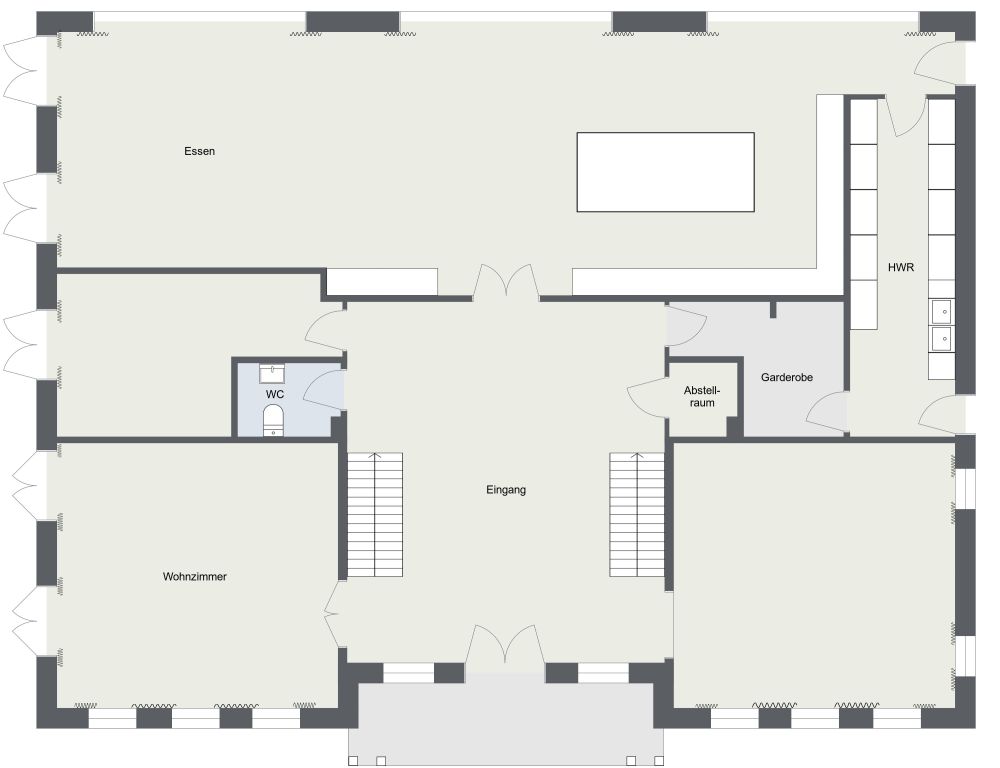 Grundriss für ein 3-stöckiges großes Haus mit 8 Schlafzimmern 2D Grundrisse