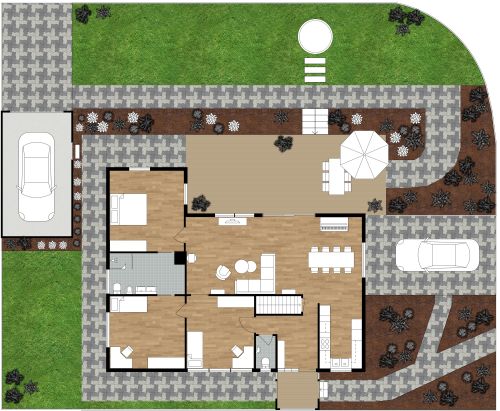 Lageplan mit Parkplätzen und Wegen