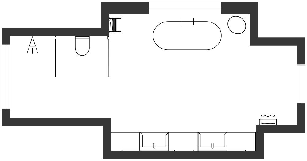 2D Floor Plan Full Master Bathroom Modern Design