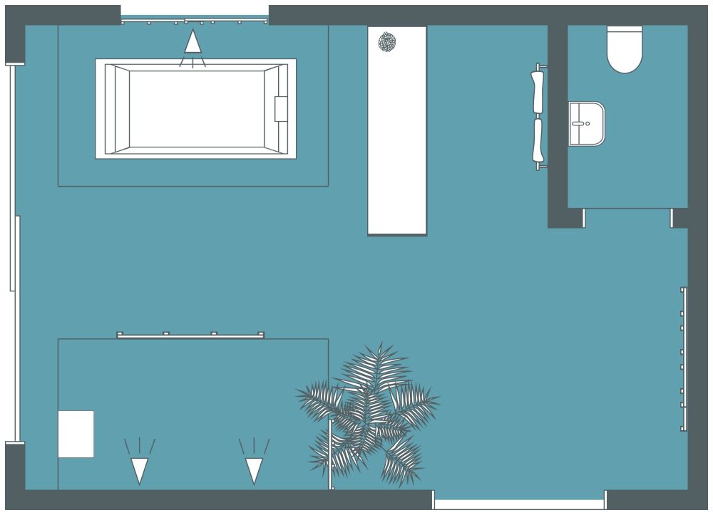 Grundriss für ein Hauptbadezimmer im Zen-Stil 2D Grundrisse