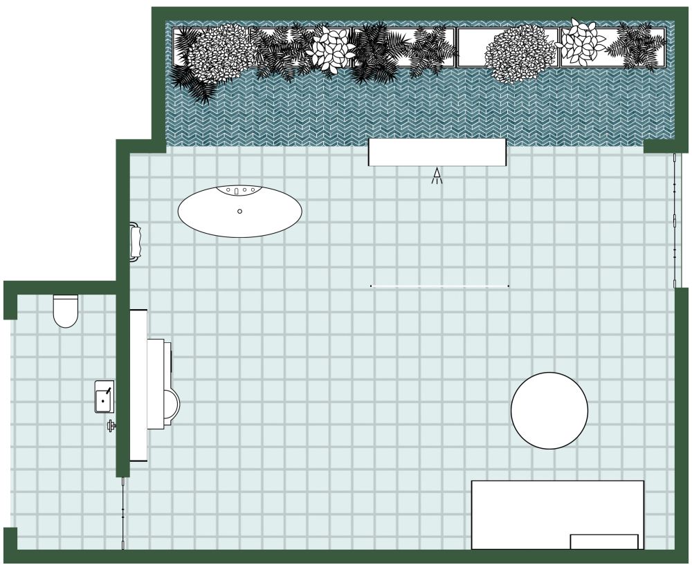Idee für ein tropisches Badezimmer 2D Grundrisse