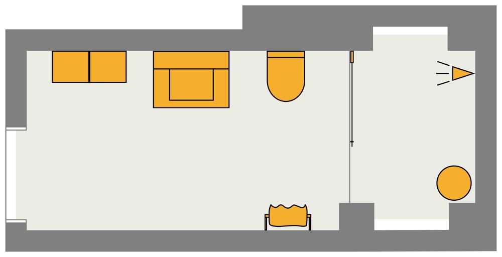 Grundriss für ein rechteckiges Badezimmer im Landhausstil 2D Grundrisse