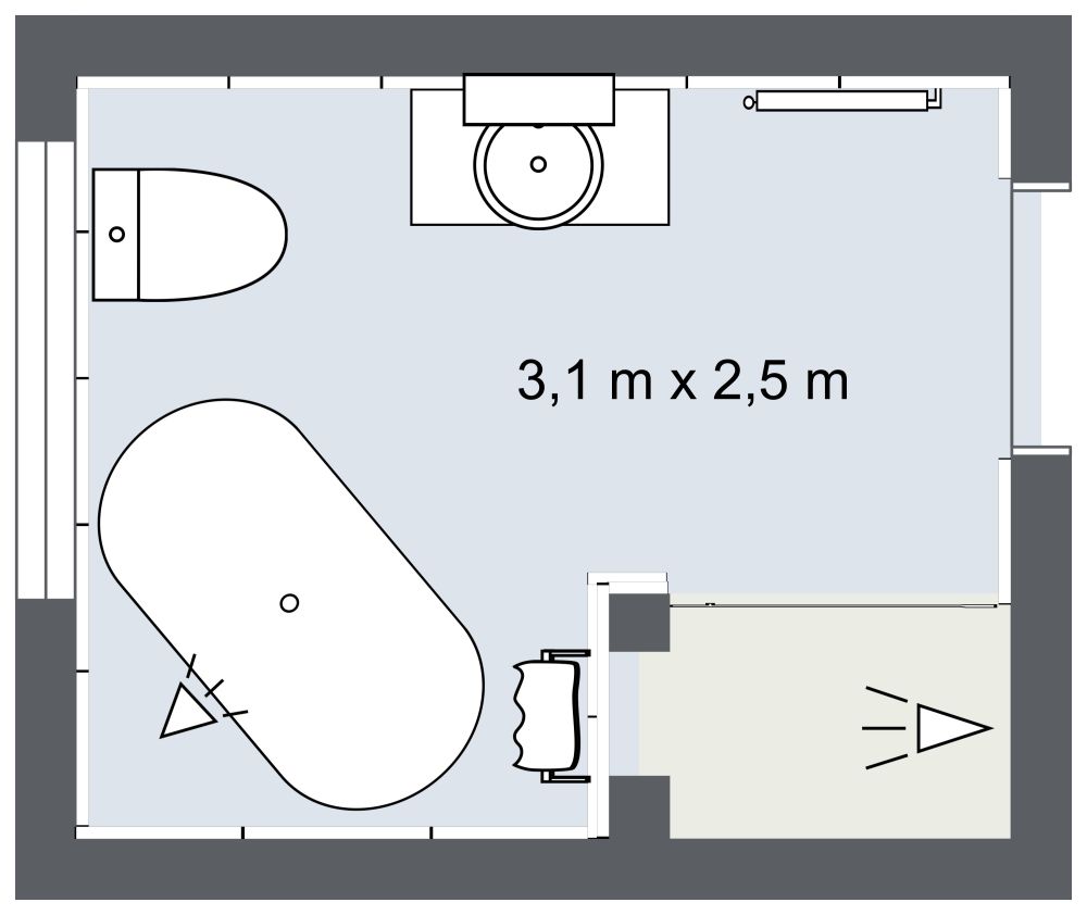 Badezimmer im Shabby-Chic 2D Grundrisse