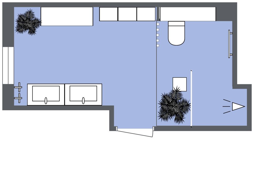 Geräumiges Badezimmer im skandinavischen Stil 2D Grundrisse