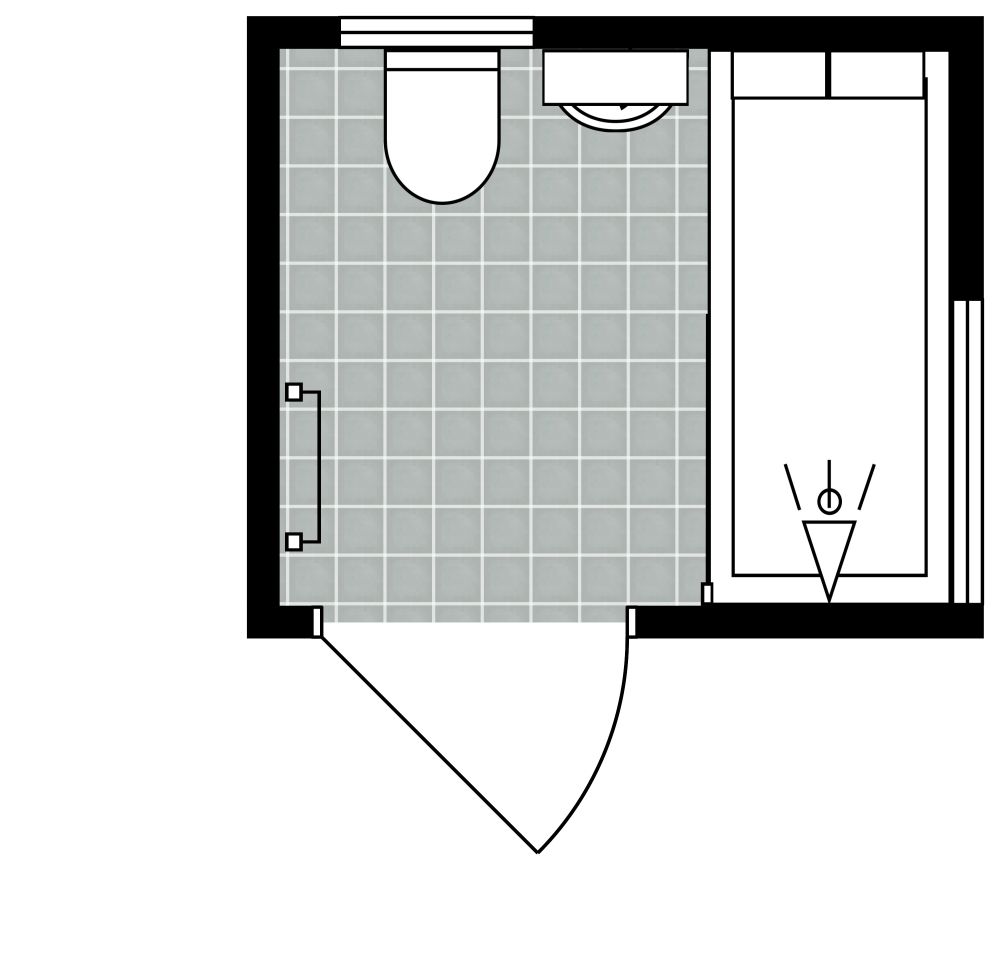 Kleines quadratisches Badezimmer im Handwerksstil 2D Grundrisse