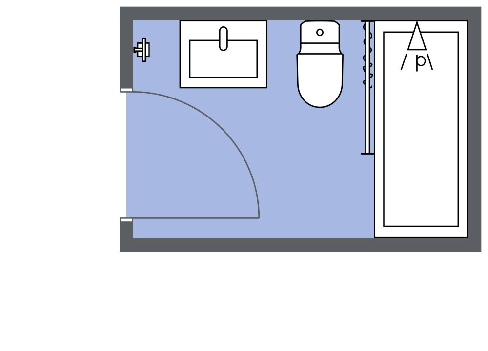 Rechteckiges Badezimmer mit Badewanne 2D Grundrisse