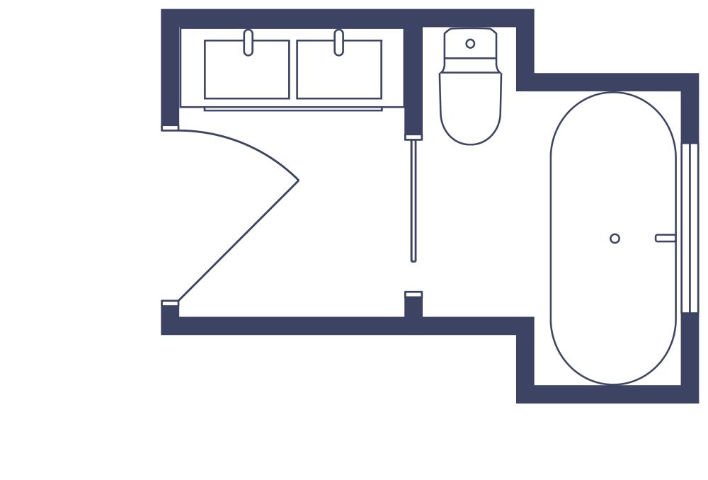 Schönes kleines Badezimmer 2D Grundrisse