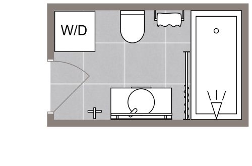 Badezimmer mit Waschmaschine und Trockner