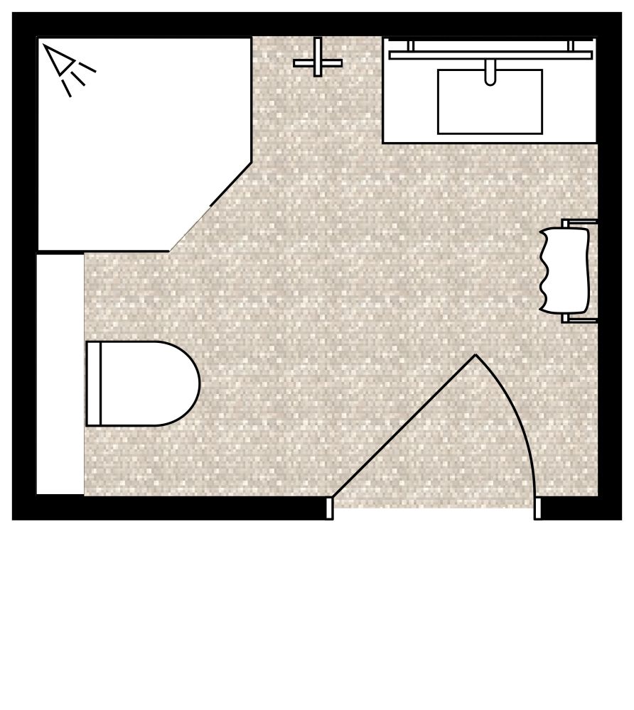 Grundriss für ein kleines modernes Bad 2D Grundrisse