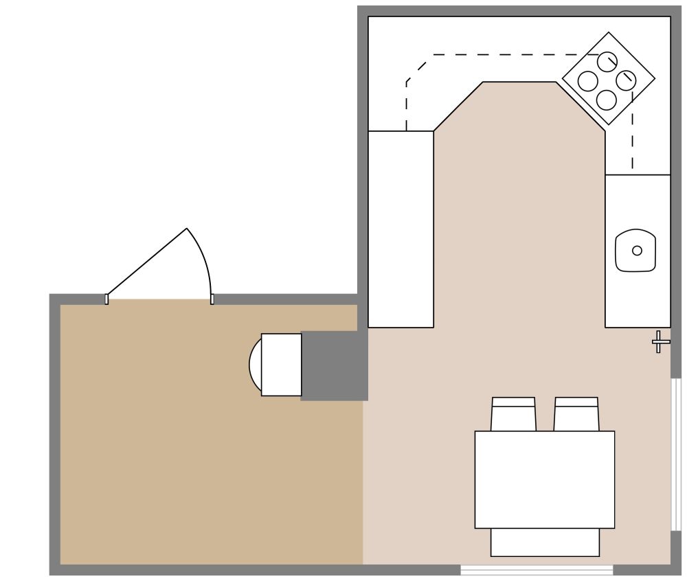 Design-Idee für eine gemütliche, rustikale Küche 2D Grundrisse