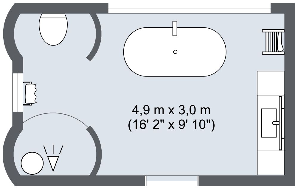 Boho-Chic Bathroom Layout in 2D
