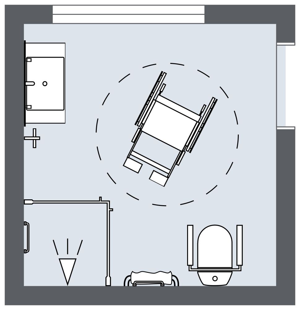 Idee für ein quadratisches barrierefreies Badezimmer 2D Grundrisse