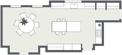 Offener Grundriss für Küche und Esszimmer