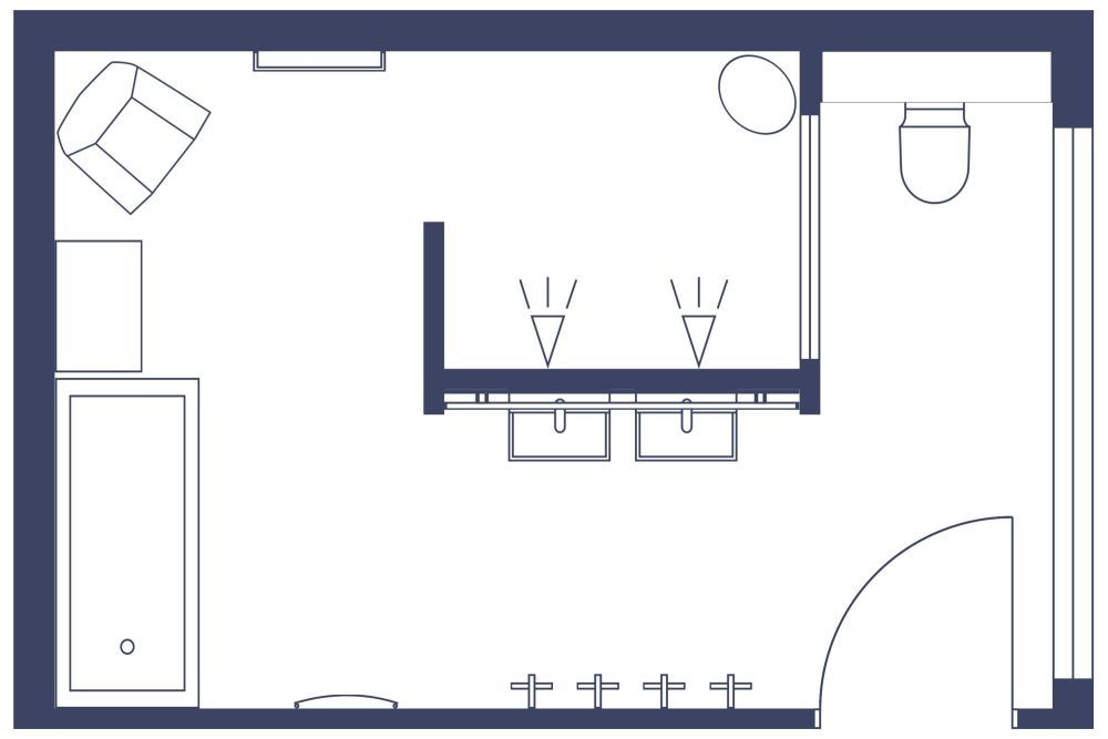 3D Floor Plan Eclectic Master Bathroom Design