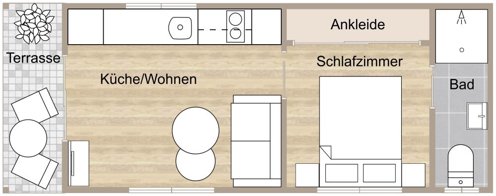 Tiny House-Grundriss 2D Grundrisse
