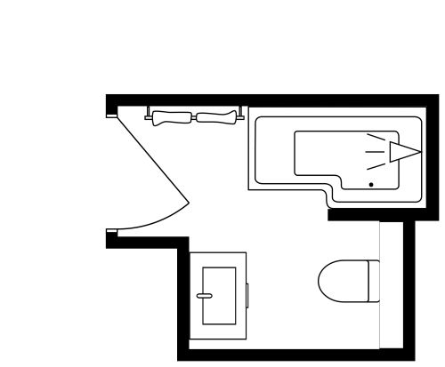 Kompaktes L-förmiges Bad mit Duschbadewanne