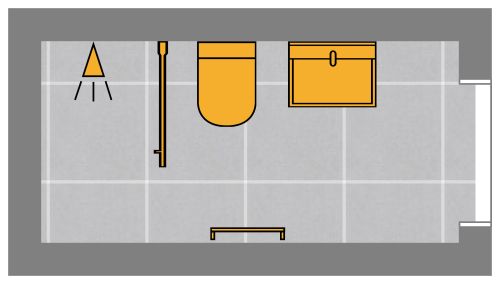 Narrow Modern Rectangular Bathroom Layout