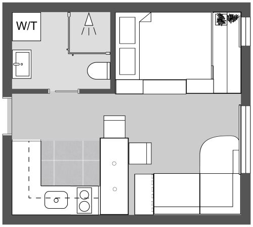 1-Zimmer-Wohnung mit cleverem Stauraum