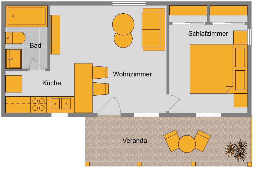 Grundriss-Design für ein Tiny House 2D Grundrisse