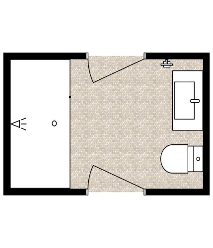 Badezimmer mit zwei Türen