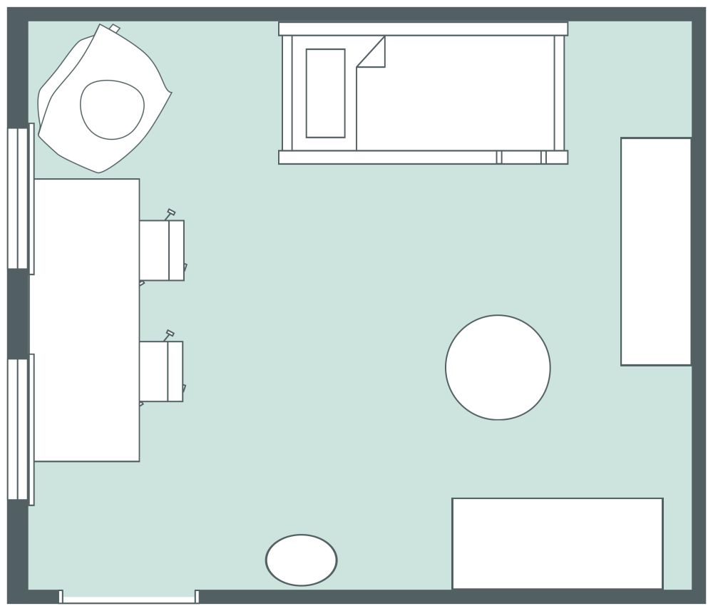 Boys Bunkbed Bedroom Idea 2D Floor Plan
