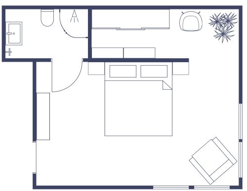 Schlafzimmerdesign mit lila Farben