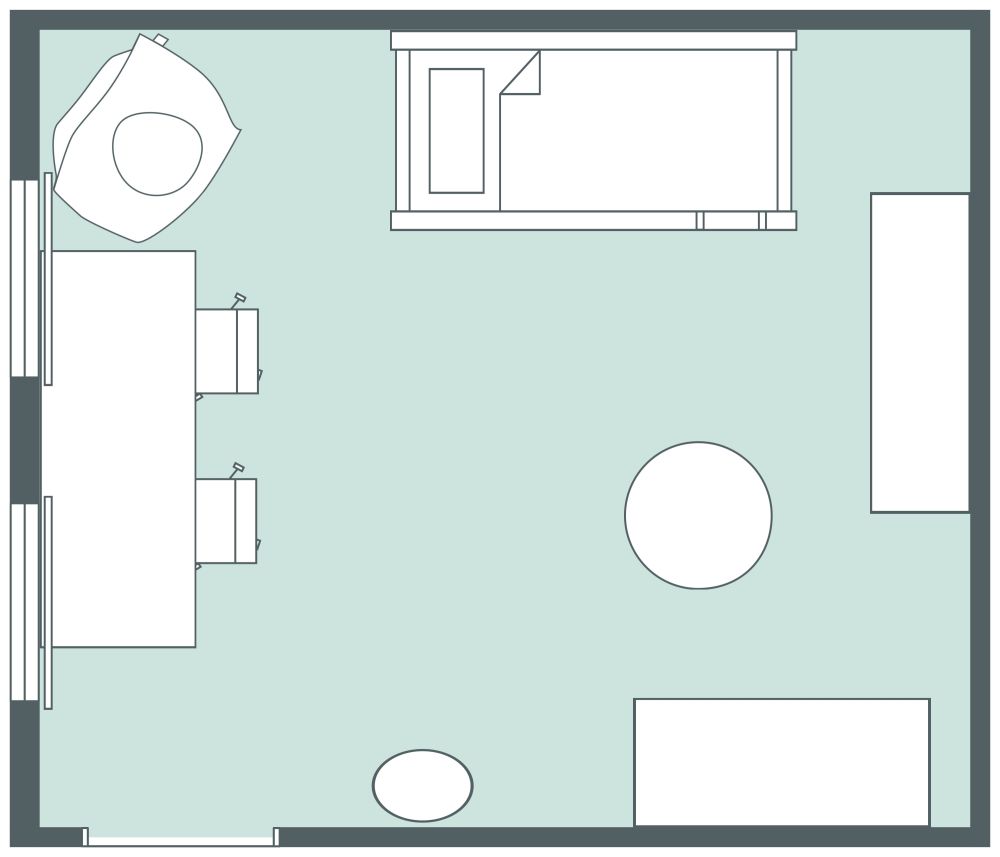 Jungenzimmer mit Etagenbett 2D Grundrisse